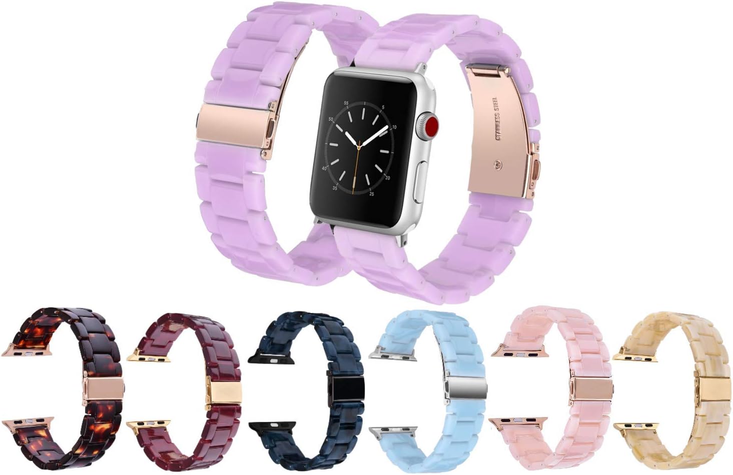 Mobile Advance Resin Band Bracelet for Apple Watch Series 6/SE/5/4/3/2/1 (Purple, 38mm/40mm)