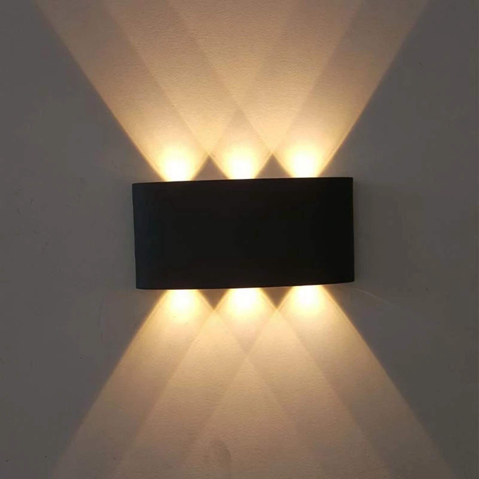 PenRux Modern LED Wall Sconce, Up and Down Wall Mount Light for Living Room Bedroom Hallway Corridor, Warm Light, IP65 Waterproof Aluminium Black Shell Wall Lamp