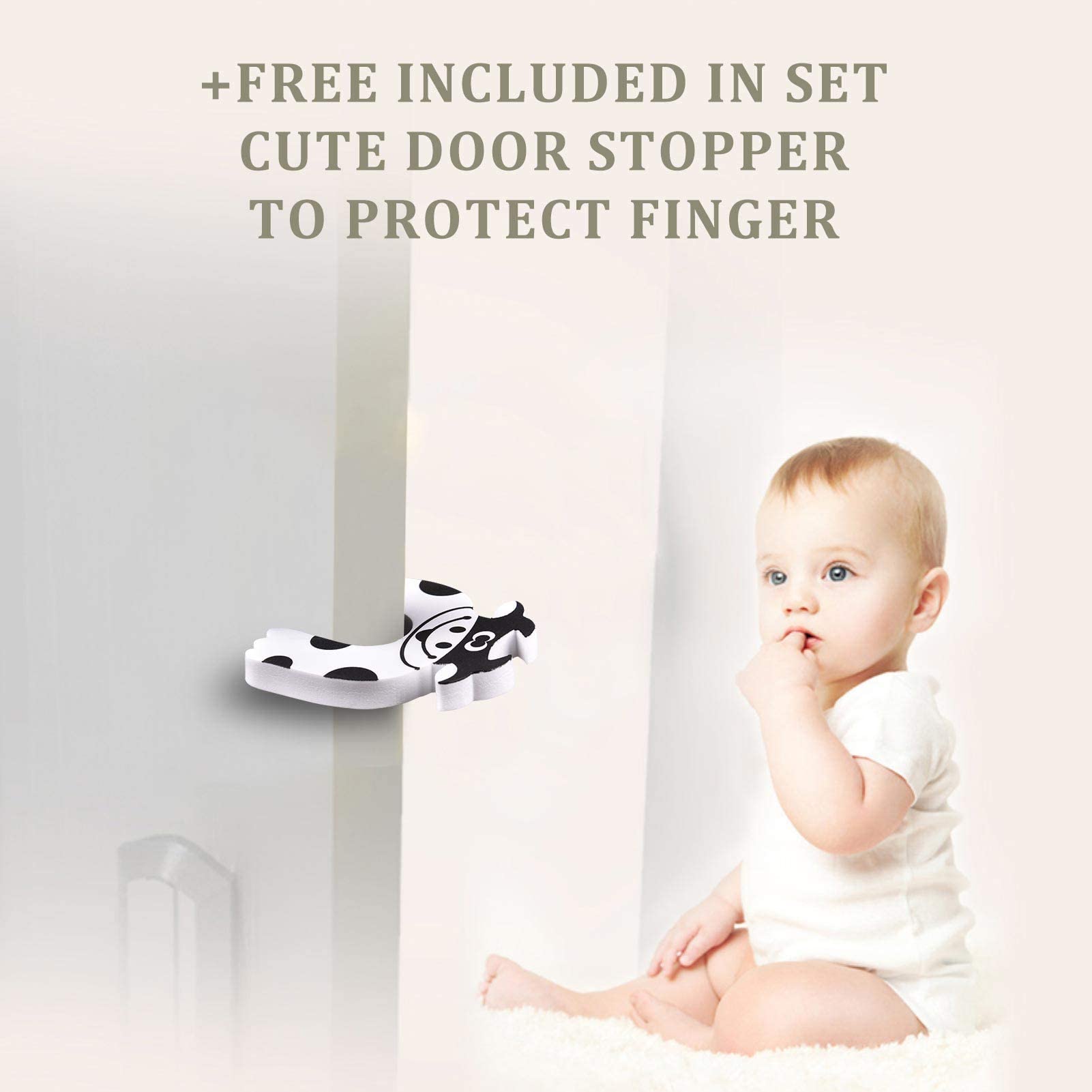 Baby Proofing Edge and Corner Guards, Safety Furniture Bumper with 3M Double-Sided Tape,16.40ft Edge + 4 Pre-Taped Corners Baby Corner Protector for Fireplace, Table, Stair, Cabinet (Beige White)