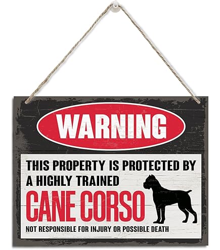 Cartello In Metallo Divertente 'Warning Beware Of Cane Corso' – Targa Vintage Per Casa E Giardino, 20x30 Cm