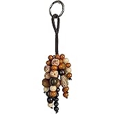 YUNCN Natural Wood Beaded Keychain, Bohemian Healing Key Ring, Handmade Bag Charm, Retro Lucky Decoration for Tote Bag
