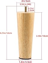 Eidoct Set of 4 Solid Wood Furniture Legs 10cm 4" Tapered with Pads M8 Screws view 2