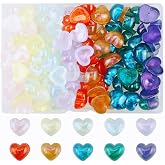 FAZHBARY 120 PCS Mini Heart Resin Flatback Colorful Plastic Heart Shape Bulk Resin Embellishments for Crafts Accessories