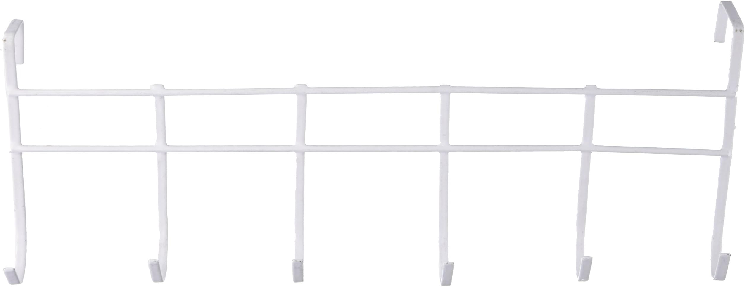 White Over the Door 6 Hook Organizer Rack - Hang Hats, Scarves, Purses, Robes, Towels, Light Coats or Jackets, Necklaces and More - Additional Storage to Laundry Room, Bathroom or Closet