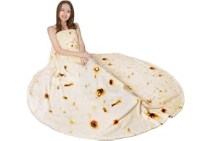 RAINBEAN 71IN Burritos Double Sided Blankets Adult Size, Tortilla Blanket for Kids, Cool Stuff Gifts for Man and Boys, Novelty Food Wrap Blanket, Taco Blankets for Birthday Gifts White Elephant