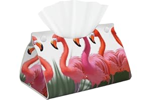 Decorative Tissue Box Cover Flamingo Tissue Box Holder Aesthetic Leather Storage Organizer Box for Bathroom Vanity Tabletop N