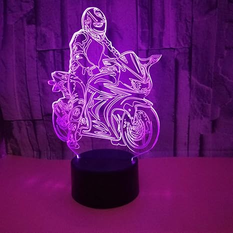 In Sella A Una Motocicletta Lampada Da Illusione 3d Luce