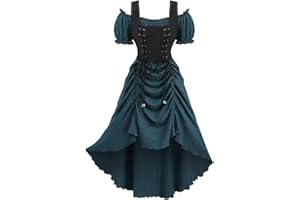 CARYDETY Medieval Dress for Women Renaissance Dress Puff Sleeve Corset Gown Halloween Costumes Fairy Dresses Princess Costume
