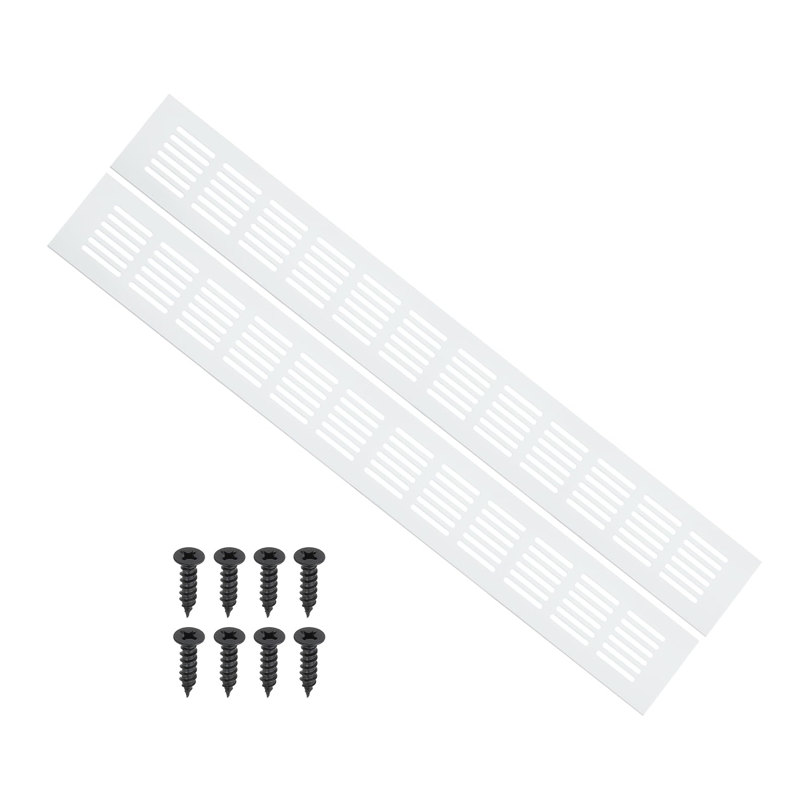 PATIKIL 20 x 2.4 Inch Door Air Vent Cover, 2 Pcs Heavy Duty Aluminum Grille Ventilation Cover Louvered with Mounting Screws for Cabinet Wardrobe Door, Silver — image 1