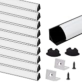 VST 10pack 3.3ft LED Channel, V Shape Diffuser, Aluminum Channel System with Milky Cover, End Caps and Mounting Clips, Aluminum Profile for LED Strip Light Very Easy Installation