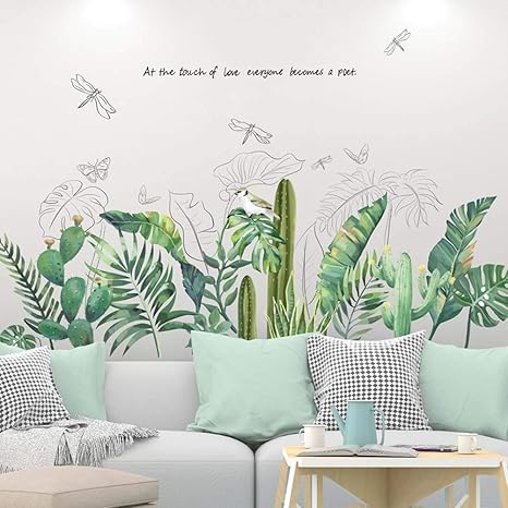 Iwallsticker Art Leaves Wall Sticker Decal Palm Tree Wall Decor