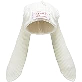 Knit Beanie Hats Cute Bunny Long Ears Funny Hat Fluffy Winter Cap Warm Knit Rabbit Crochet Skull Cap Outdoor Slouchy Hat