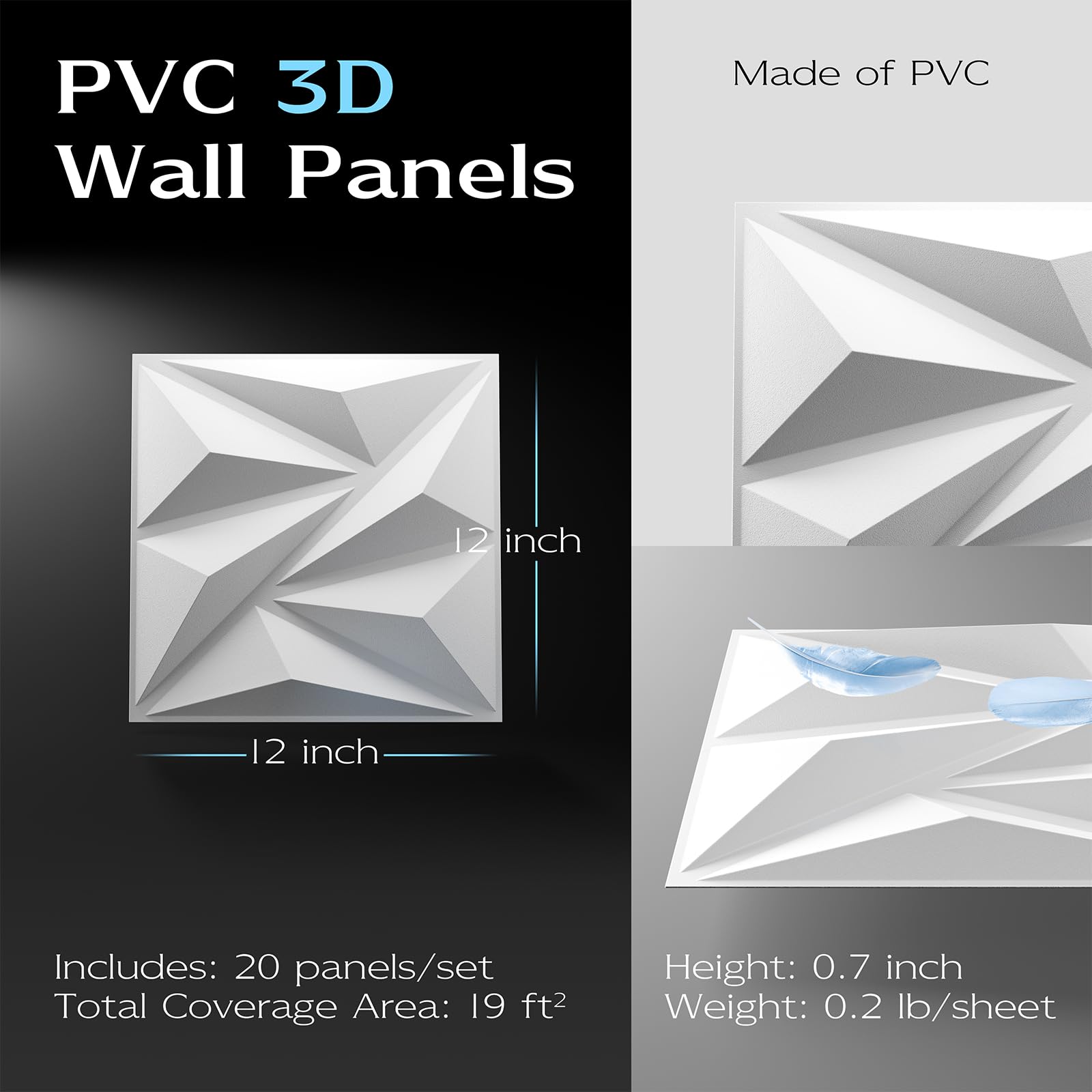 33 Pack 3D Wall Panels For Interior Wall Decor, 12''x12'' White Accent Textur - View #11