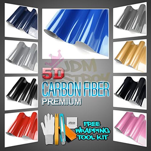 Free Tool Kit Silver 5D Carbon Fiber High Gloss Glossy Car Vinyl Wrap Sticker Decal Film Sheet Bubble Free Air Release - 24"X60" (2FT X 5FT)