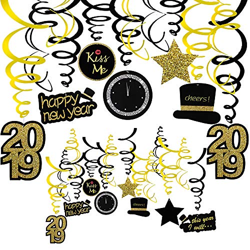 image for Windiy 30 Pcs New Year Hanging Swirl Decorations Party Swirls Hanging 