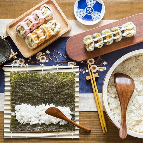 Sushi Making Kit for Beginners - 22-in-1 Sushi Maker Set with Bamboo Sushi Roller Mat - Complete Sushi Rolling Pack with Detailed Recipes
