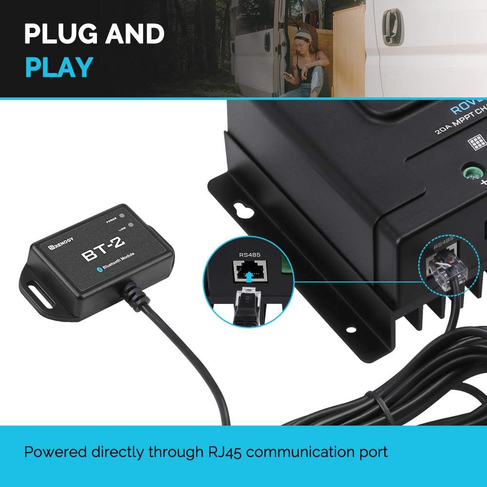 Renogy BT-2 Bluetooth Module RJ45 Communication Port Wirelessly Monitor and Adjust Compatible Solar Charge Controllers, RS485 : Garden & Outdoor