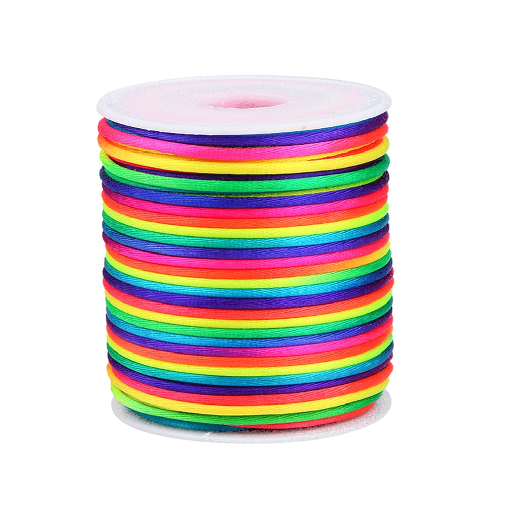 TONIFUL 1mm x 100 Yards Rainbow Nylon Cord Satin String for Bracelet Jewelry Making Rattail Macrame Waxed Trim Cord Necklace Bulk Beading Thread Kumihimo Chinese Knot Craft — image 1