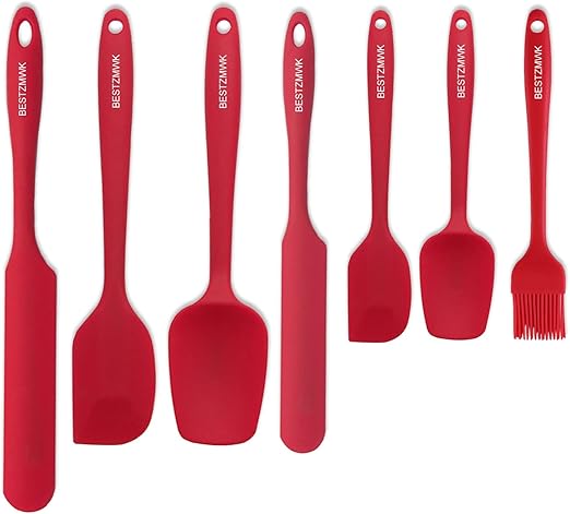 Amazon Com Silicone Spatula Spatulas Silicone Heat Resistant 7 Mini Rubber Spatula Set Cooking Spatulas For Nonstick Cookware Baking Kitchen Spatula Set One Piece Design Spoon Red Kitchen Dining