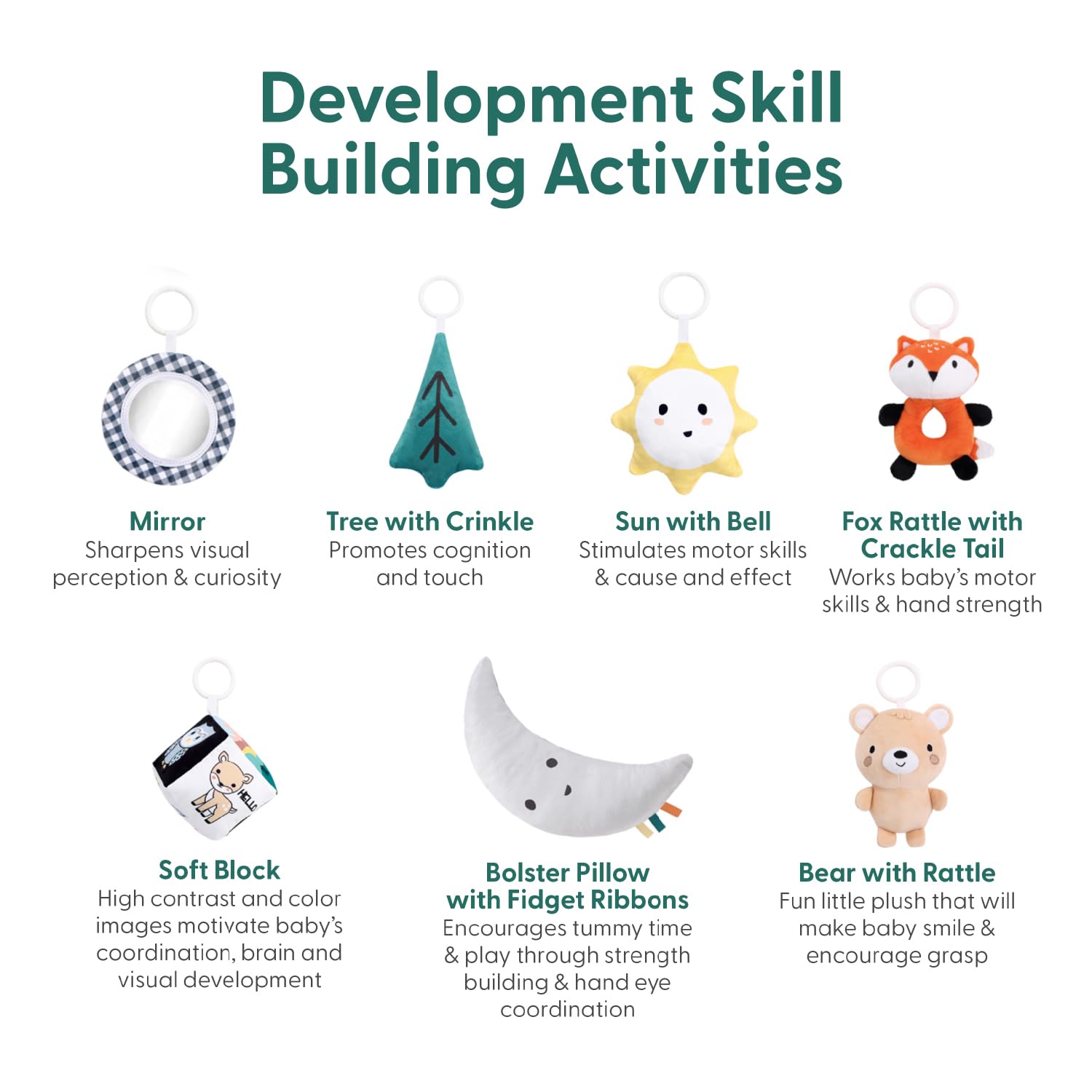 The Peanutshell Unisex Baby Play Gym & 7-in-1 Play Mat - Playmat Baby Toys 0-6, 6-12 Months Tummy Time Mat with Hanging Toys, Soft Padded for Newborns, Infants - Woodland