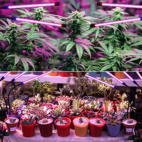 Grow Lights for Indoor Plants, WEDCOL Red Blue Spectrum Plant Grow Light Adjustable Gooseneck 135 LED Grow Lamp with 3/9/12H Timer, 10 Dimmable Levels & 3 Switch Modes