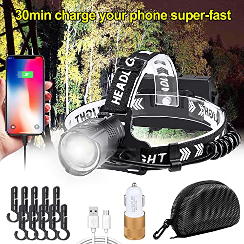 VASTFIRE Head Lamp 2000000 High Lumens Headlamp Rechargeable Spotand