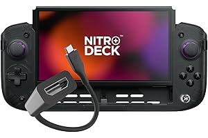CRKD Nitro Deck+ with HDMI Adapter - Handheld Pro Controller for Nintendo Switch & OLED Model - TV Dockable - Programmable Sidekicks & Back Buttons - True Collection System (Clear Black Edition)