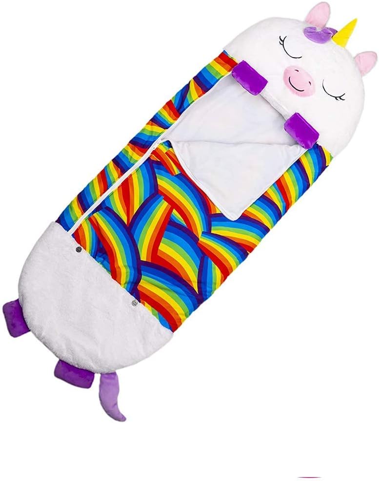 Sleepy Sack- Comfy, Cozy, Compact, Super Soft, Warm, All Season, Sleeping Bag with Pillow- Large 66” x 30”, White Unicorn