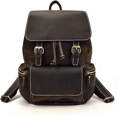 Amazon リュックサック メンズ 本革 巾着デザイン 厚手牛革 リュック 大容量 B4ファイル対応 14インチpc収納 男性用 通勤バッグ 通学鞄 バックパック レザー デイバッグ 超耐久 人気 Luufan メンズ