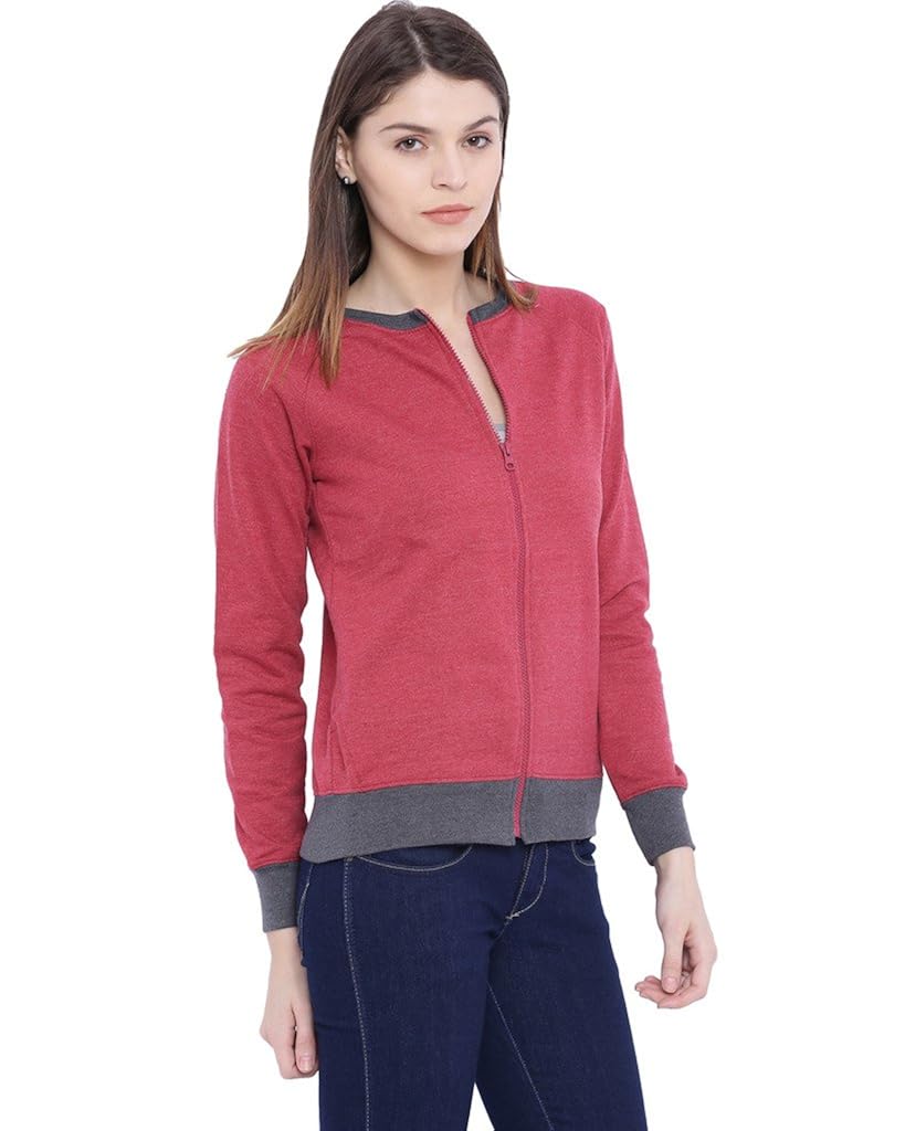 campus sutra women maroon zipper jacket
