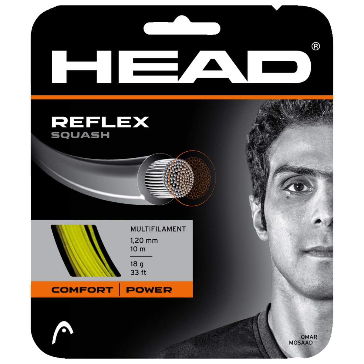 HEAD Reflex Squash String - 18 Gauge Nylon Multifilament Premium Squash String Reel