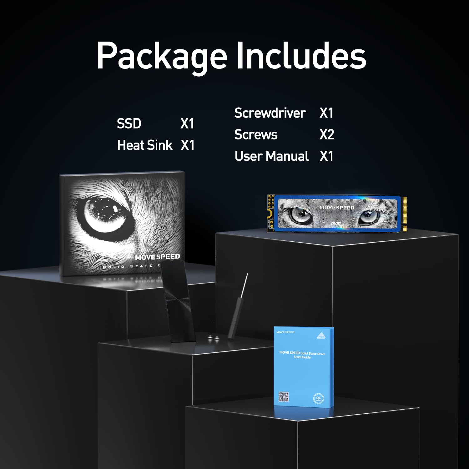 MOVE SPEED HB7450 4TB Internal Solid State Drive for PS5 with Heatsink TLC NAND, PCIe 4.0 NVMe M.2 SSD- Up to 7450MB/s, 3D NAND Storage Expansion Compatible with PS5, Laptops and Desktops