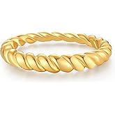 espere Thin Bubble Dome Ring | 18K Gold Plated Ribbed Dome Stackable Ring | Gold Thick Band Ring
