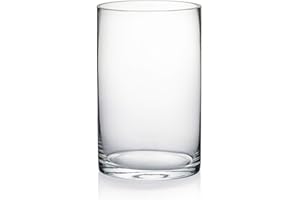 WGVI WGV Cylinder Vase, Diameter 5", Height 8", Clear Glass Floral Planter Container, Floating Candle Holder for Wedding Party Event Home Office Decor, 1 Piece