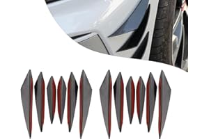 fasebeek 12 PCS Car Front Bumper Spoiler Air Knife Kit, Self-Adhesive Side Skirt Exterior Soft Fin Canard Anti-Collision Stickers, Decorative Modification Accessories, for Most Models (Black)