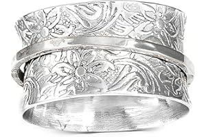 Jude Jewelers Stainless Steel Floral Pattern Chunky Size Rotating Spinner Band Ring