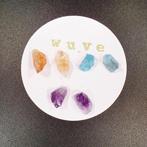 Gemstone Stud Earrings - Citrine, Amethyst, and Neon Blue Apatite - Raw Gemstone Earring Trio - Rough Gems - Post Earrings - Natural Jewelry - Stud Earring Set