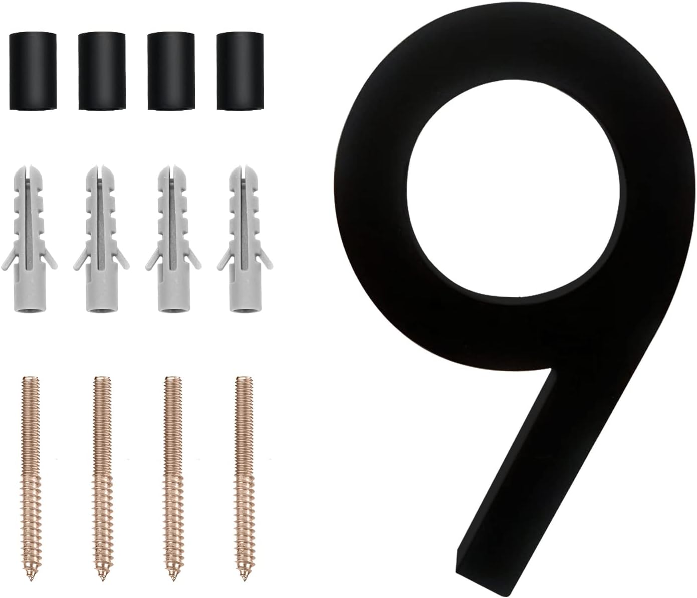 Address Signs - 5 inch Floating House Number, Modern House Numbers, for Outdoor Mailbox Yard Home Wall DoorGarage Gate with Nail Kit, Coated Black, 911 Visibility Signage (9)