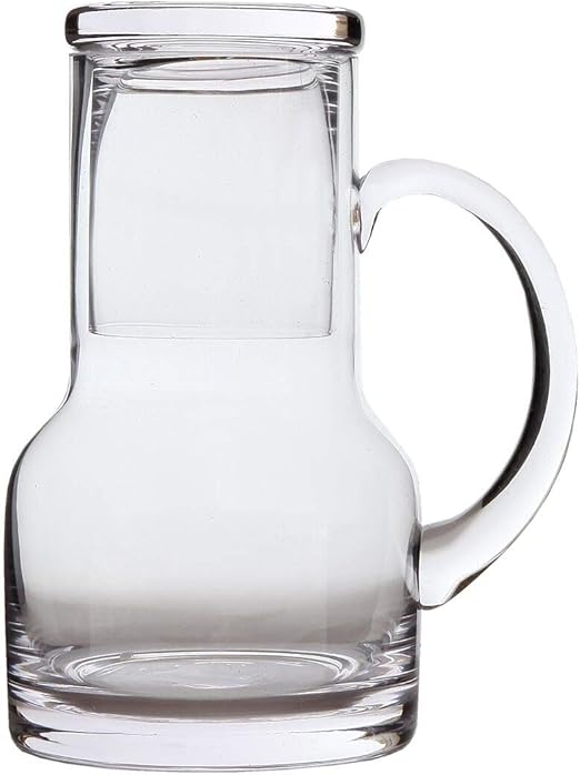 Amazon Com Lily S Home Bedside Night Water Carafe With Tumbler Glass And Handle Use In Bedroom Bathroom Or Kitchen Use Cup As Lid Lead Free Glass 16 Ounces Carafes Pitchers