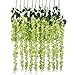 Luyue 3.18 Feet Artificial Silk Wisteria Vine Ratta Silk Hanging Flower Wedding Decor,6 Pieces,(Green)