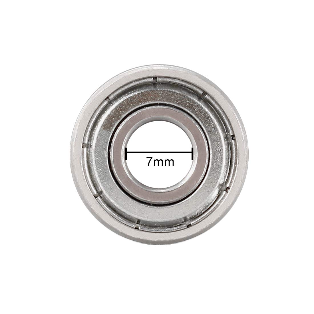 sourcing map 607ZZ Deep Groove Ball Bearing Double Shield 607-2Z 80017, 7mm x 19mm x 6mm Chrome Steel Bearings (1-Pack) - Image 4