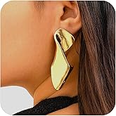 Vivian&CD Chunky Gold Earrings for Women, Exaggerated Large Irregular Geometric Earrings Heart Earrings Hypoallergenic Trendy Earrings Jewelry