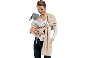 Shiaon Baby Ring Sling Wrap, Lightweight Baby Carrier Sling Toddler Sling, Cotton Infants Wraps Carrier (7-35 lbs) for Toddlers, Cream