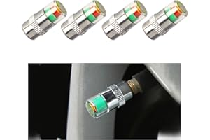 Yourkar 4 PCS Tire Pressure Monitor Valve Stem Caps, 2.4Bar 36PSI Car Tire Pressure Monitor Sensor Indicator with 3-Color Eye Alert, Universal Valve Stem Caps for Cars (Silver)