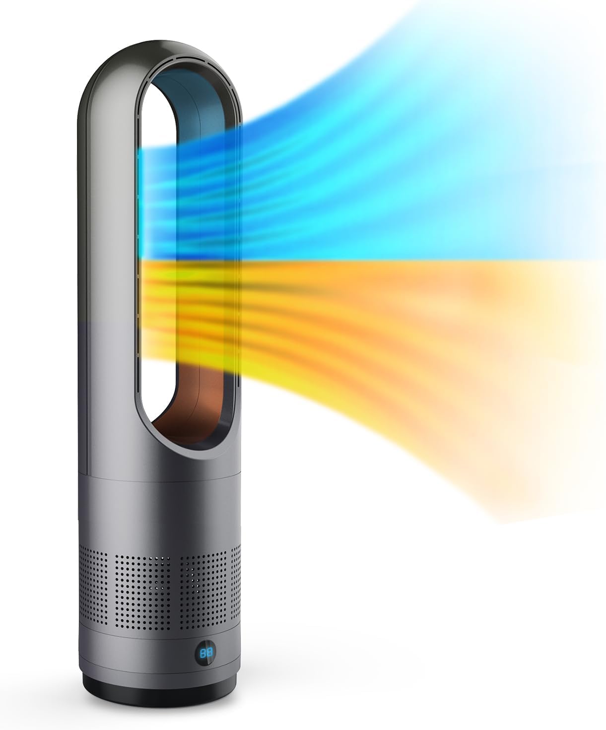 【冷暖両用＆羽根なし】 扇風機 タワーファン ファンヒーター スリム扇風機 3段階暖風・8段階冷風切り替え 100°左右首振り 1-9Hタイマー設定可 転倒自動OFF 過熱保護 リモコン付き 省エネ 軽量 持ち運び便利 部屋 洗面所 脱衣所適用 セラミックヒーター 電気ファンヒーター 夏冬兼用 寒さと熱中症対策 PSE認証済み 日本語取扱説明書 (Black）商品画像