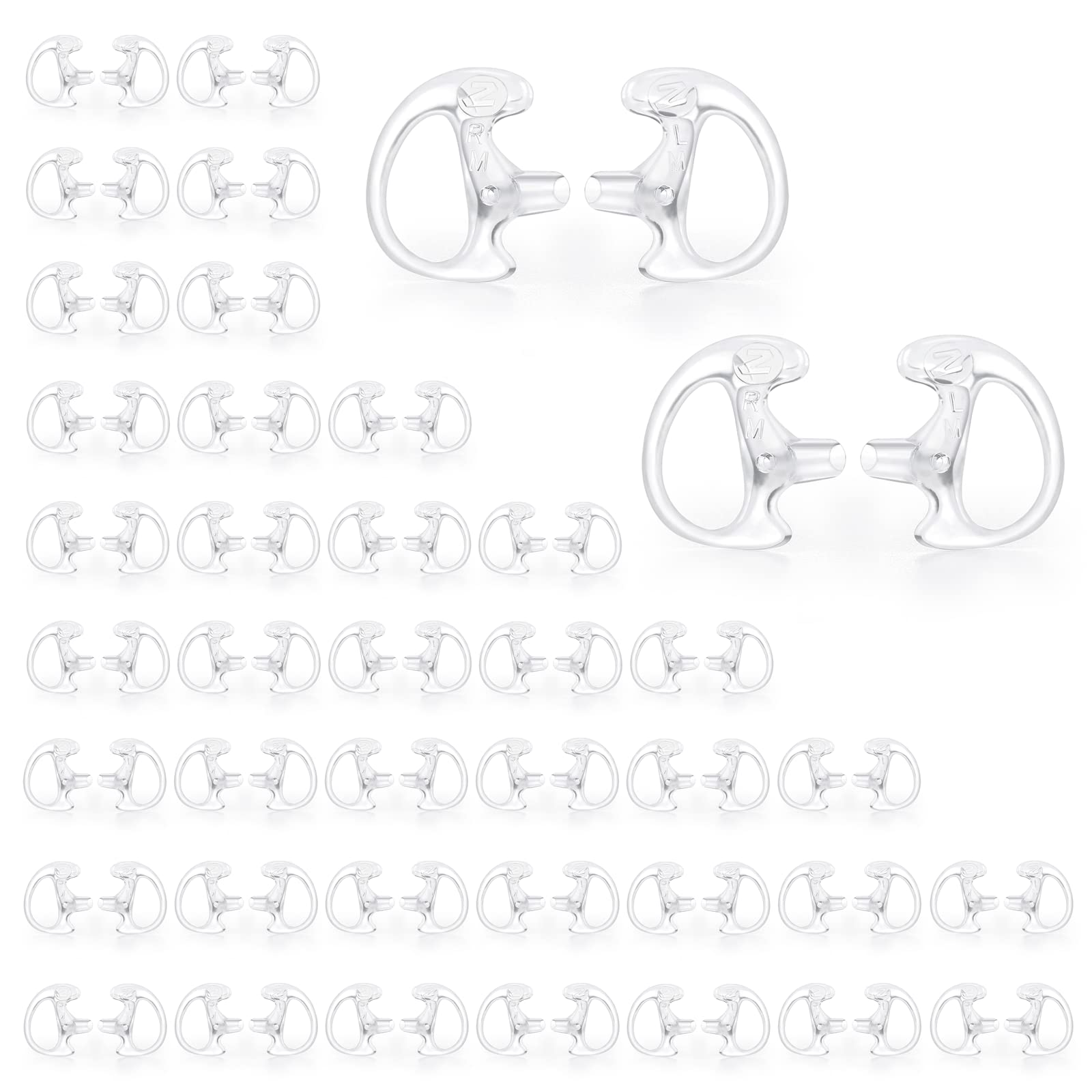 zeadio 40-Pair Pro-Grade Covert Surveillance Earbud, Replacement Ear Insert, Silicon Earmold Earplug for Two-Way Radio Earpiece Audio Coil Tube, Compatible with Motorola/Kenwood (80pcs)