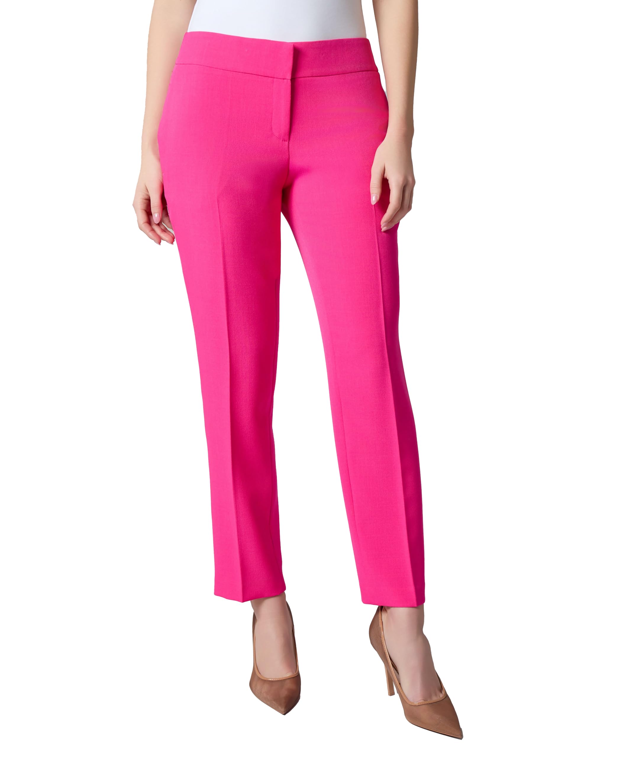 Kasper Women’s Flat Front Slim Pant, Pink Perfection