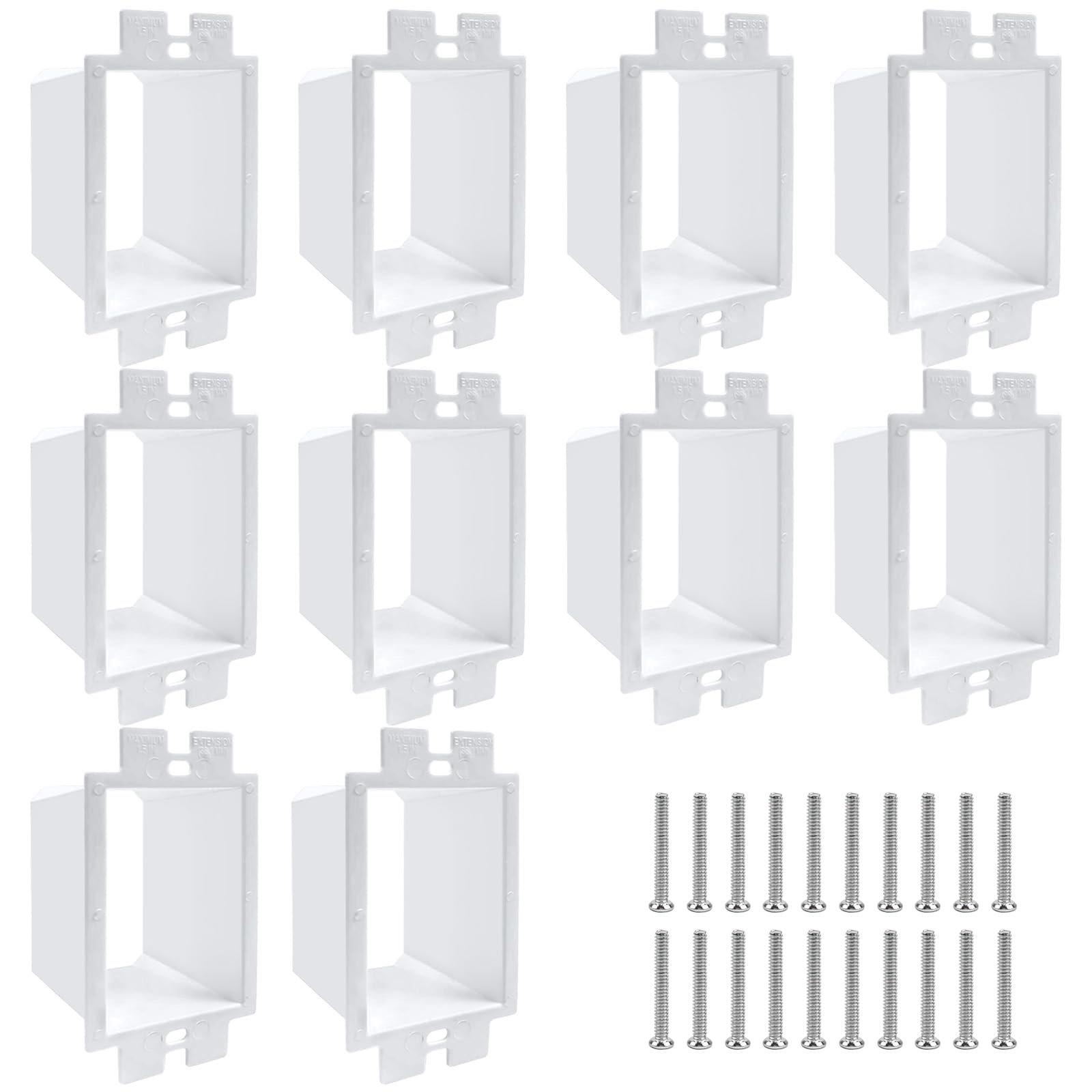 Photo 1 of 10PCS BE1-2 Electrical Outlet Box Extenders with 20PCS Screws, (1-Gang) Electrical Power Outlet Box Extender?Single Gang Box Extender Electric Box Extender 1 Gang Power Switch Receptacles Accessories