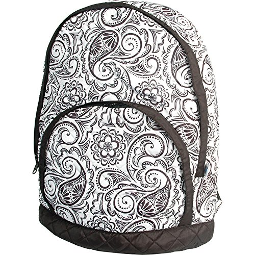 Quilted Backpack - Black and White Paisley - by Threadart