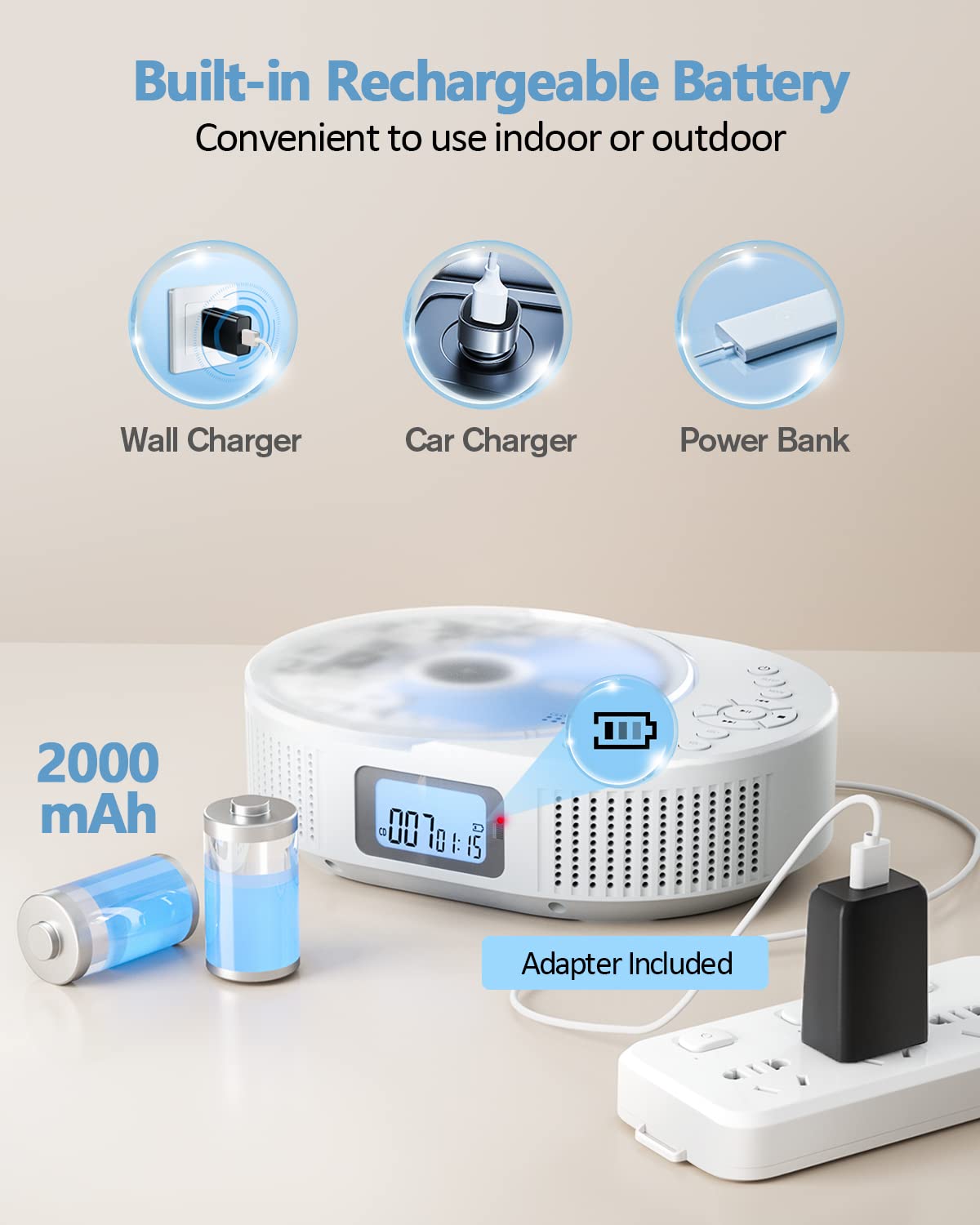 CD Player Portable, FELEMAN Upgraded Boombox CD Player & Bluetooth Speaker 2 in 1 Combo, Rechargeable Portable CD for Car/Home with Remote Control, FM Radio, Support AUX/USB, Headphone Jack